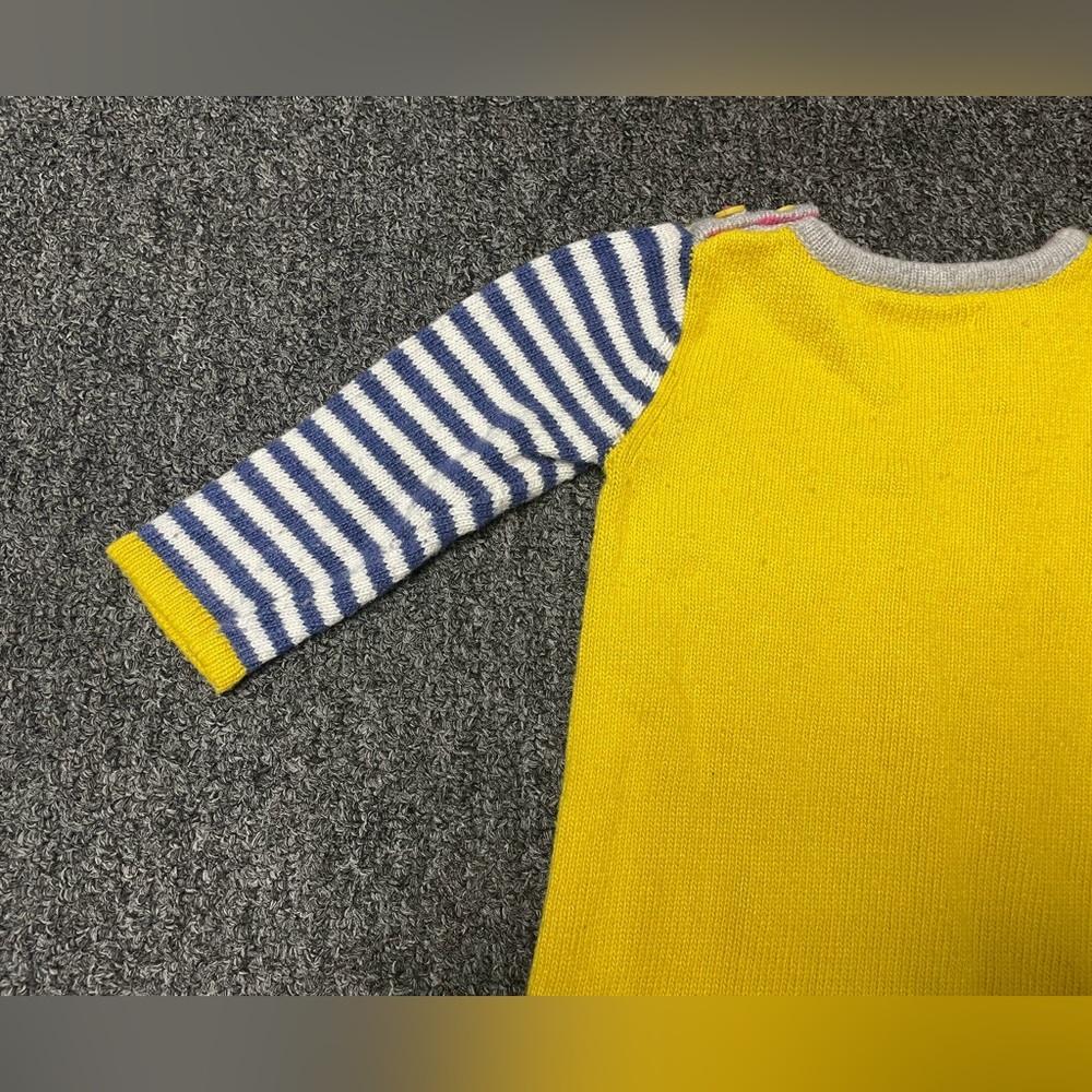 Baby Boden Striped Long Sleeve Cat in Pocket Yellow Sweater Dress Sz 6-12 Months - Picture 8 of 8